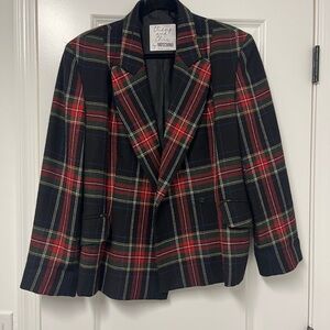 Moschino Women's Plaid Blazer in Black and Red